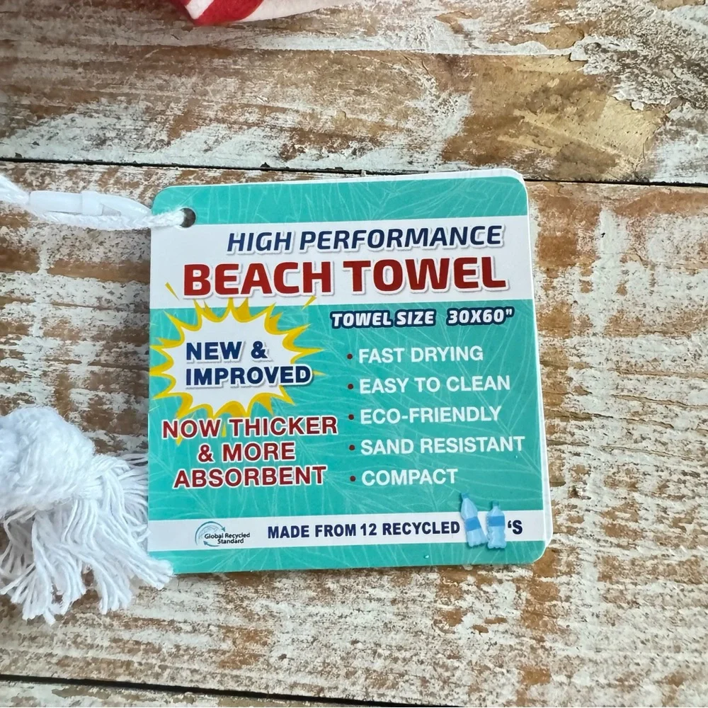 ❣️BeachTech High Performance Red Stripe Beach Towel❣️ ~large 30